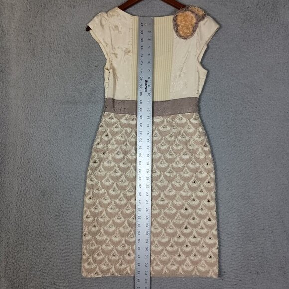 Anthropologie Floreat Sheath Dress Women's 0 Beige Babergh Tapestry Cap Sleeve - Picture 14 of 16